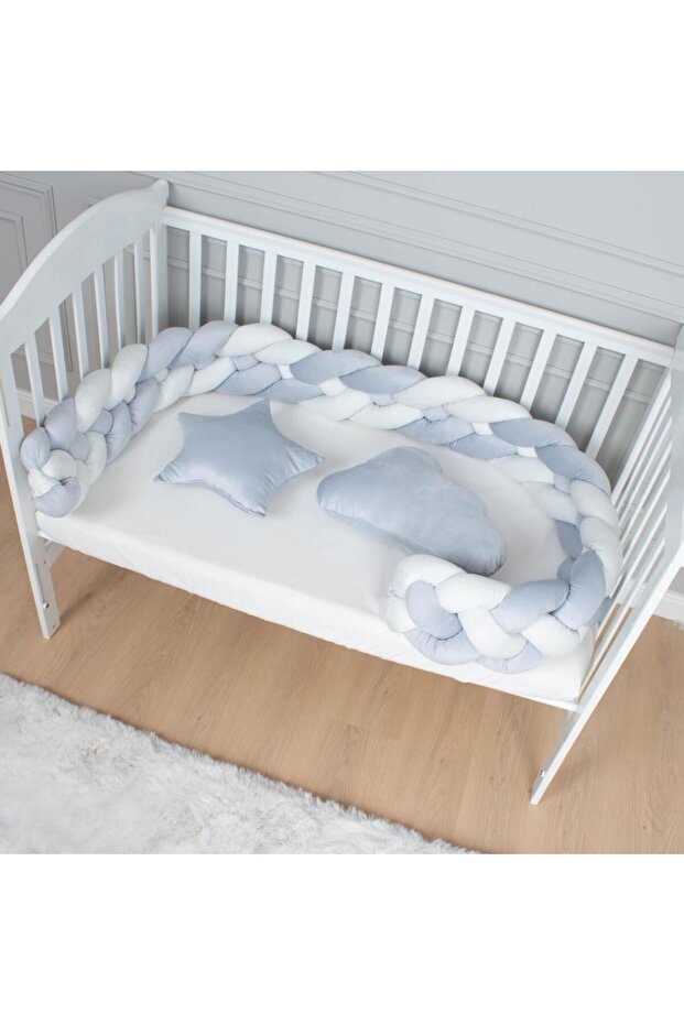 Four-braid crib for baby bed, size 3, sky blue