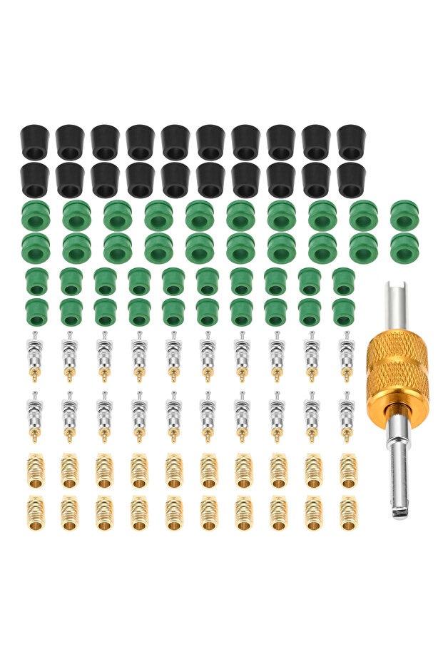 101Pcs HVAC Hose Gasket AC Valve Core Repair Tool Kit 60 Hose Gaskets 20 Valve Cores 20 Thimble and