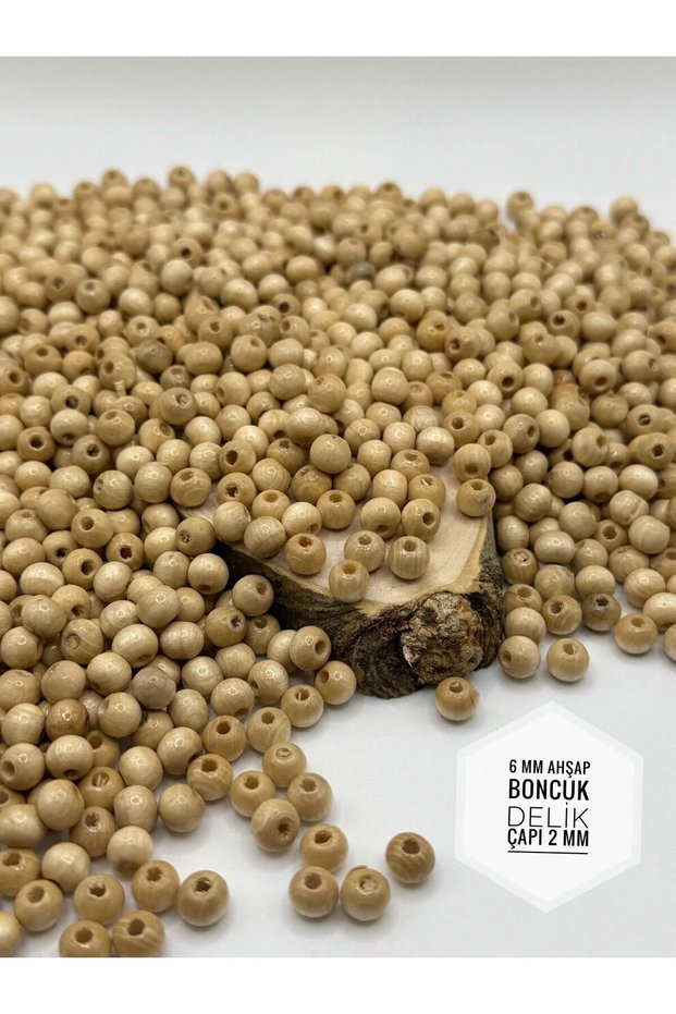 6 mm Varnished Wooden Beads (25 Grams 175 Pieces) Hole Diameter 2mm Macrame Jewelry Bracelet Board Round