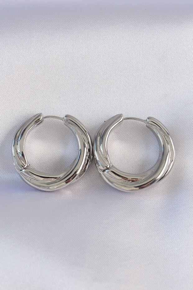 Brass Silver Color Asymmetric Crimp Earrings
