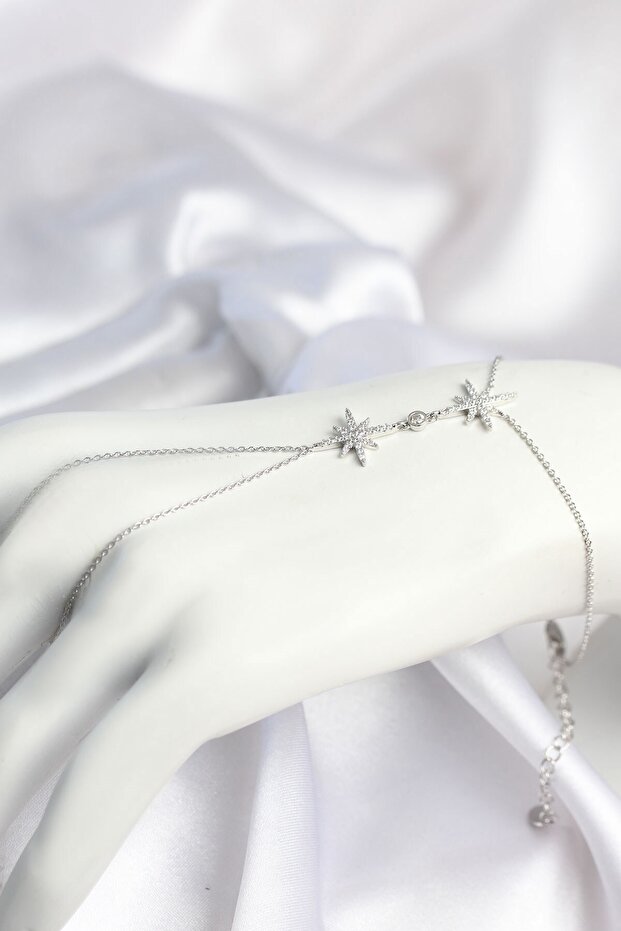 Brass Silver Color Pole Star Model Zircon Stone Shahmeran