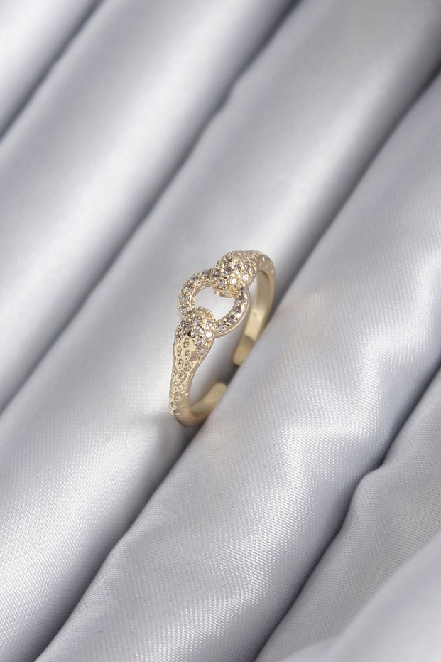 Brass Gold Color Zircon Stone Snake Model Women's Ring