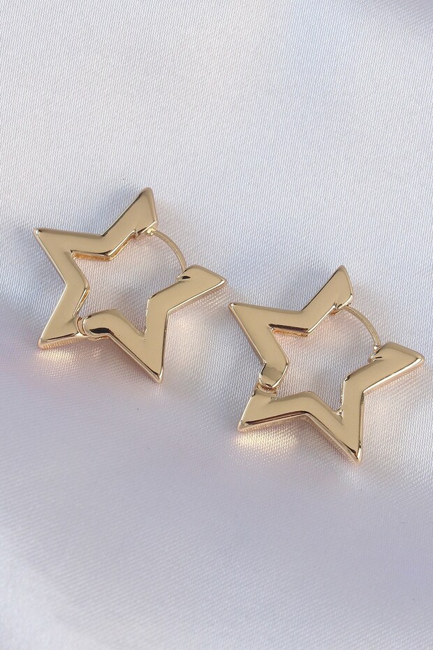 Brass Gold Color Star Earrings