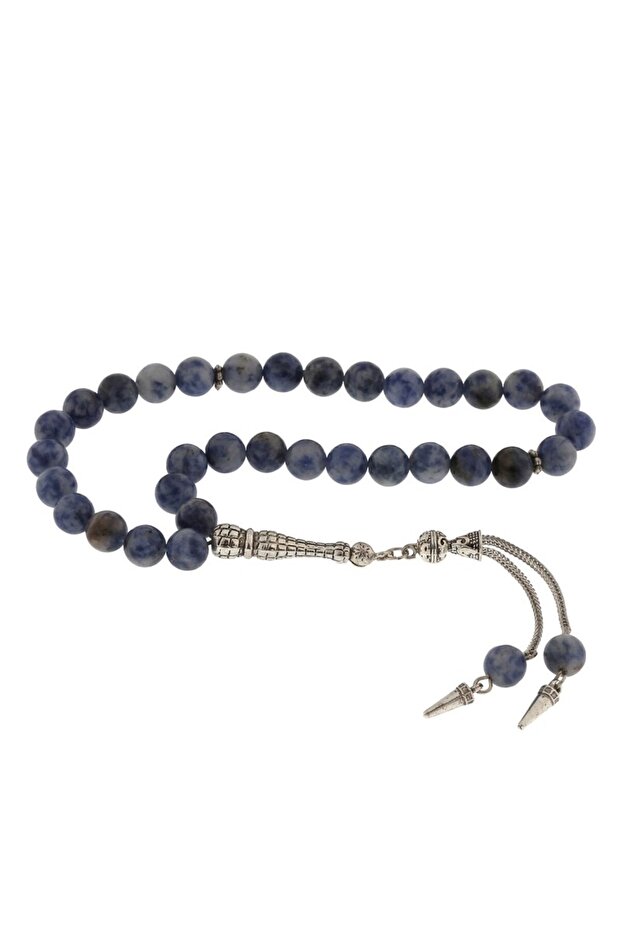 ​ Natural Stone Metal Tassel Sodalite Stone Prayer Beads