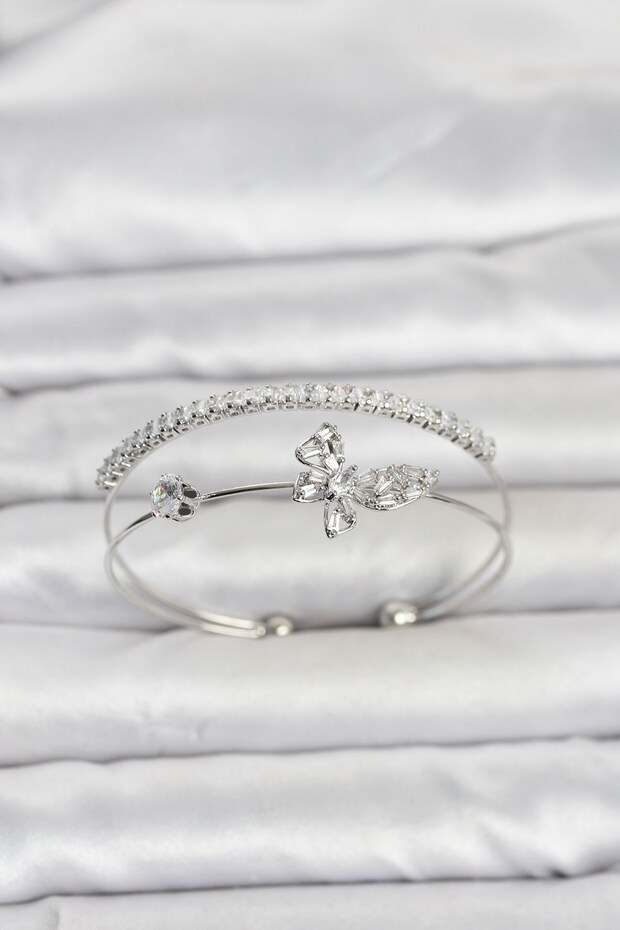 Brass Silver Color Butterfly Model Women's Bracelet
