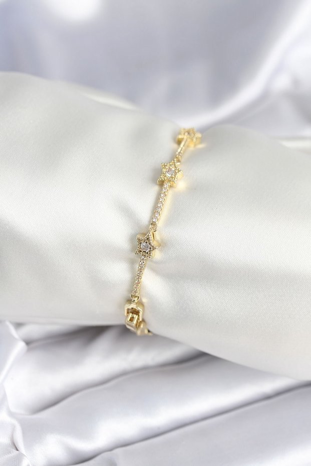 Brass Gold Color Halley Star Model Women's Bracelet