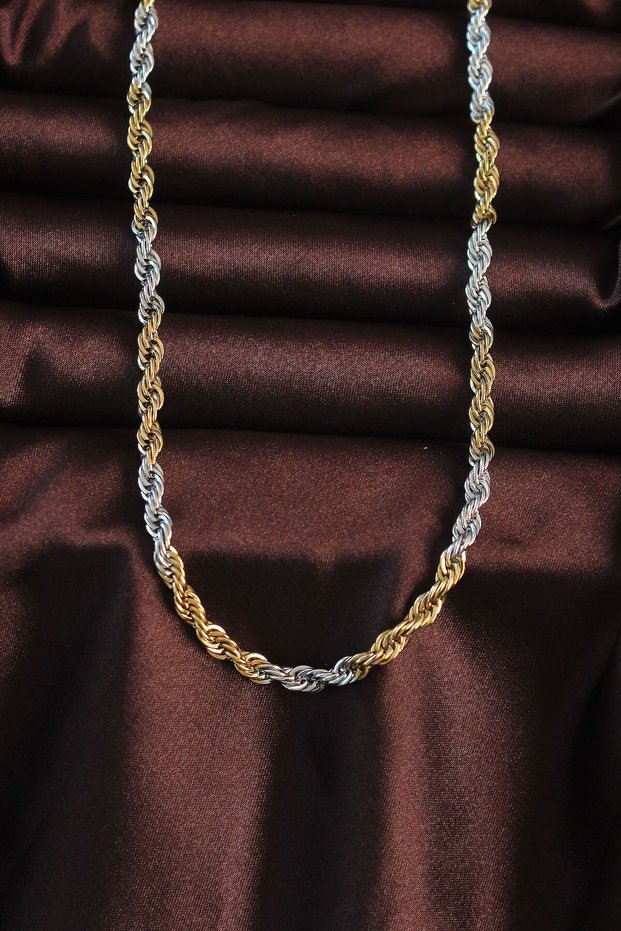 316L Steel Double Color Twist Design Necklace