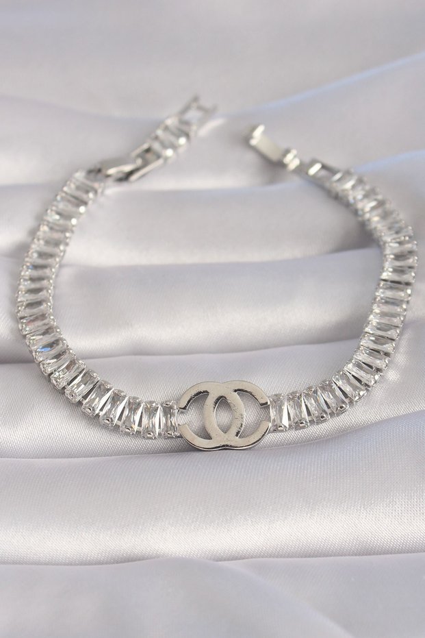 Brass Silver Color Zircon Stone Waterway Model VIP Series Women's Bracelet