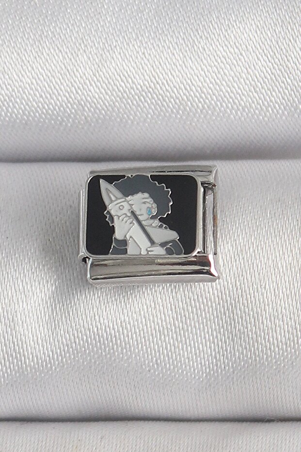 316L Steel Silver Color Black Engraved Portrait Model Nomination Charm