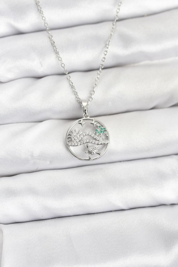 316L Steel Chain Silver Color Luck Necklace Model Zircon Stone Women's Necklace
