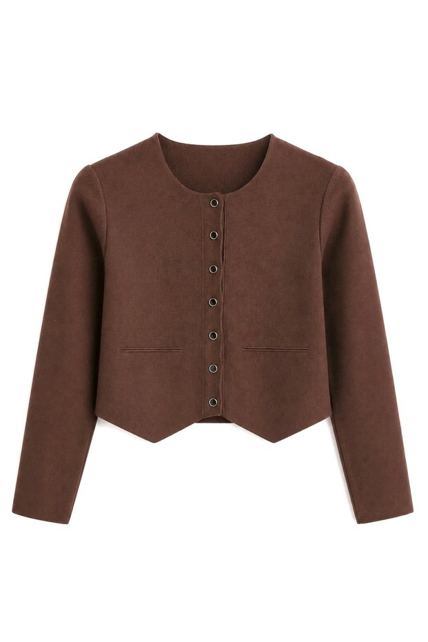 Button Detailed Brown Steel Knitwear Cardigan