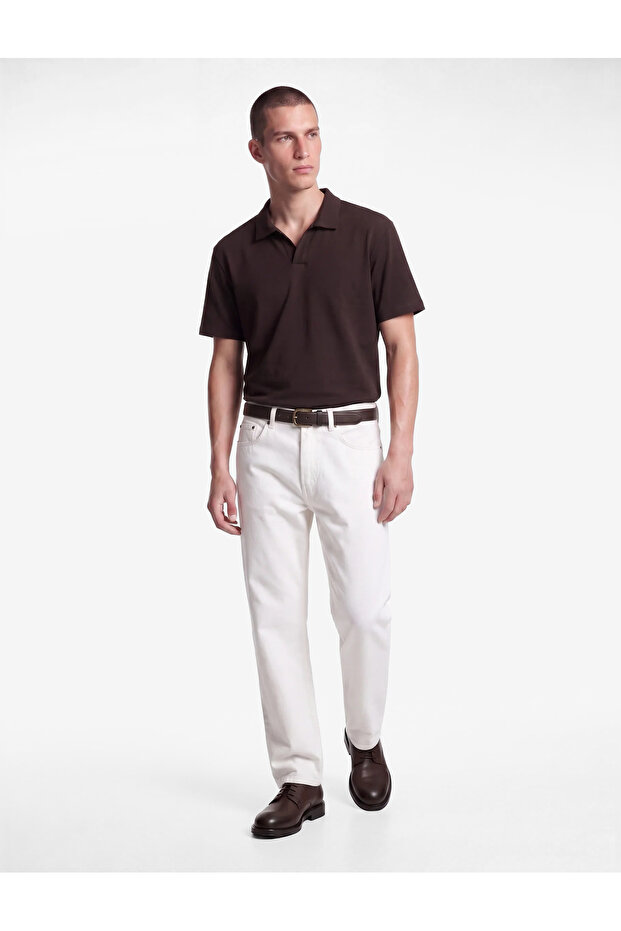 Regular Fit Short Sleeve Pique Fabric Cotton Polo Neck T-Shirt