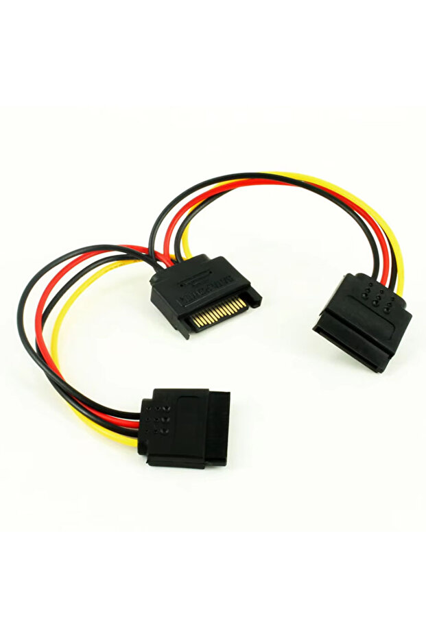 Flat angle OULLX SATA 1 Male to 2 Daul Female SATA Splitter Cable Hard HDD 15PIN 1 to 2 Power Adapte