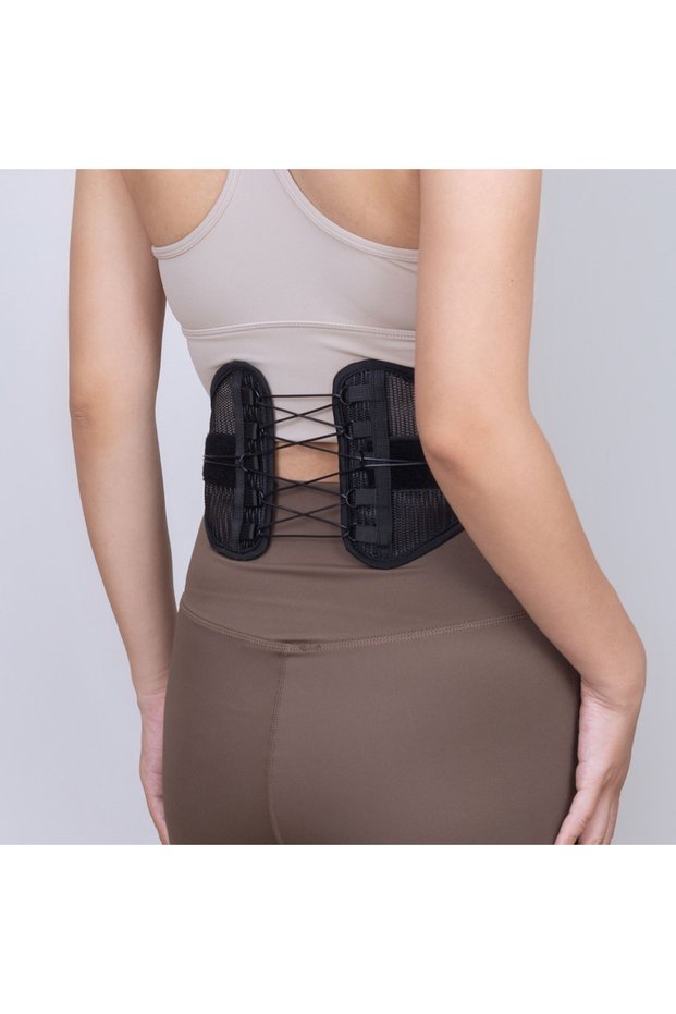 L Type-1 1pc Spine Sport Back Brace - Athletic Men's and Women's Workout Lumbar Corset for Exercisin