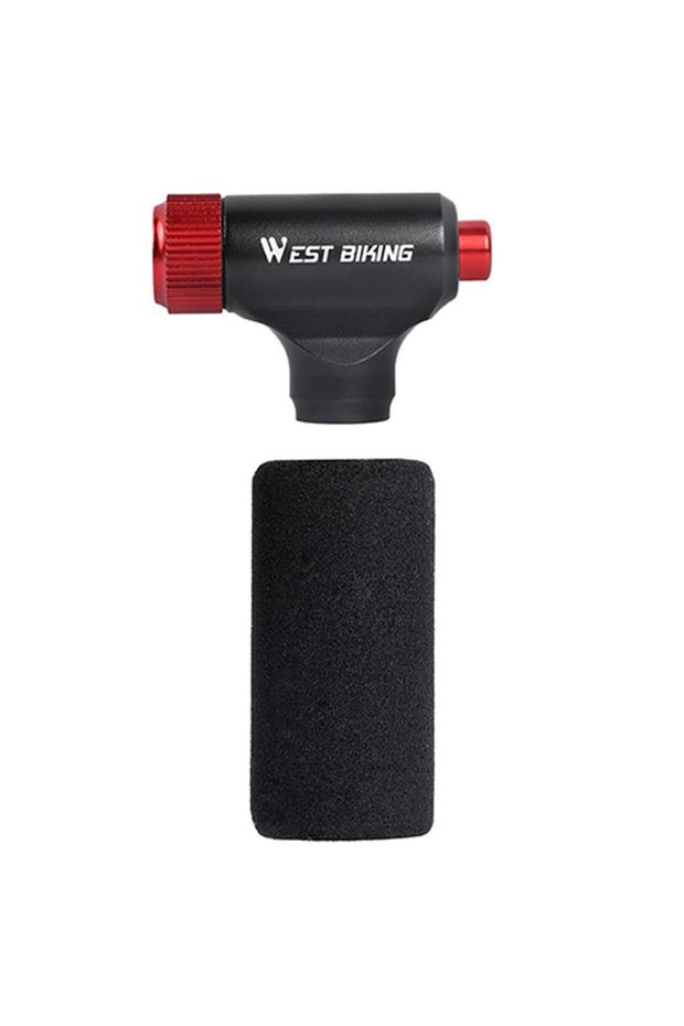 Red WEST BIKING Mini CO2 Inflator Bike Pump Super Fast Tire Inflation Portable Bicycle Pump Aluminum