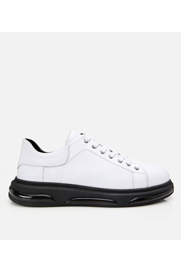 Men's Leather White Light Sole Sports Shoes