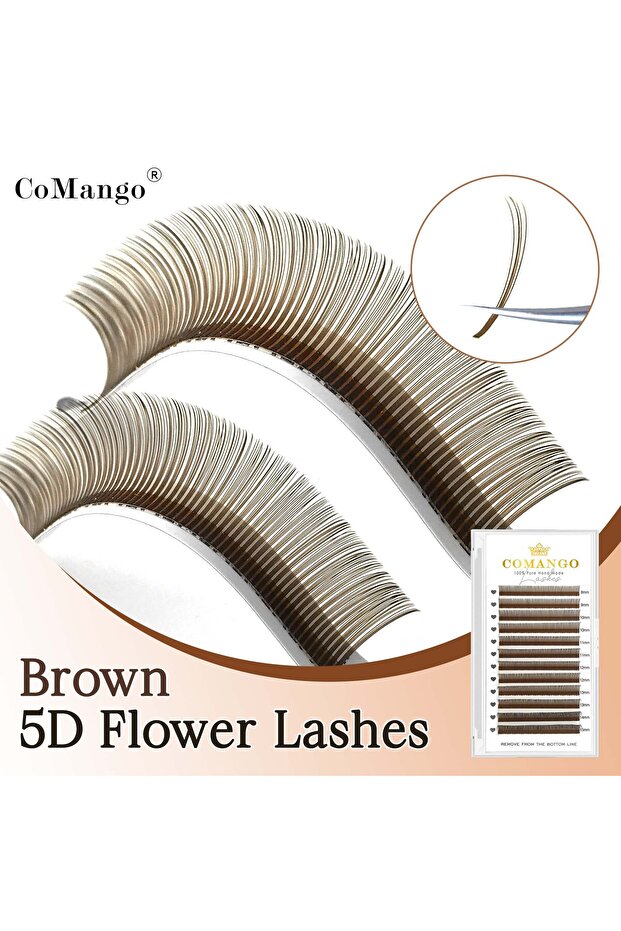 Mix 8-15mm 0.07mm C Brown flora lashes 12Rows 5D Flora Fairy Eyelashes Extension Brown Black Premade