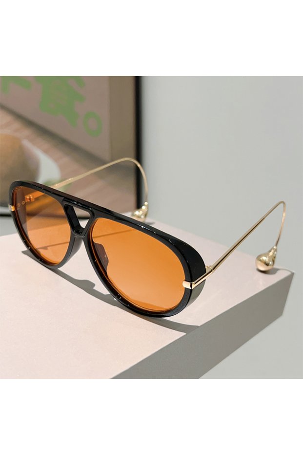 as picture shows black-orange KAMMPT Oversized Pilot Sunglasses 2025 New in Fashion Double Bridge Gr