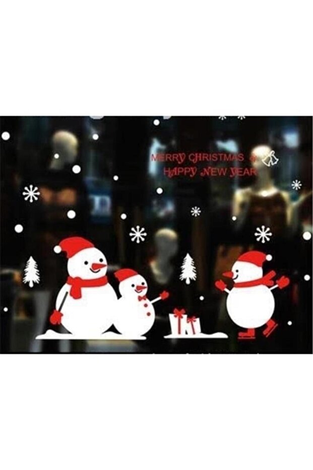 New Year's Static Non-Adhesive Sticker Snowmen