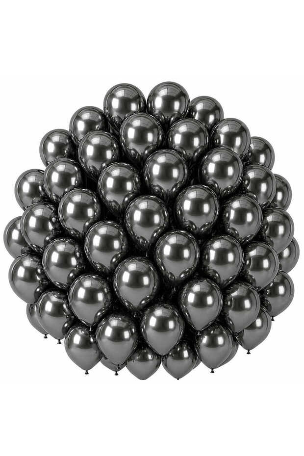 Dark Silver Color Latex Chrome Balloon (30 cm) - 50 Pieces