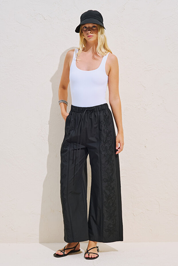 Embroidered Limited Edition Pants Black