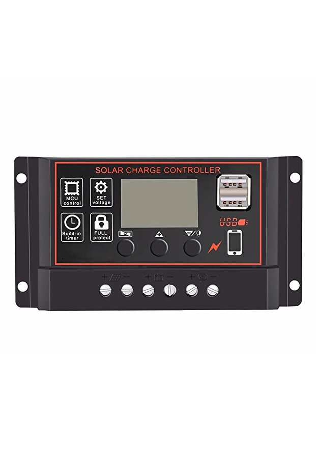 Black PWM Controller 100A 12V 24V Automatic Generation & Discharge for Solar System 2-USB 5V Solar P
