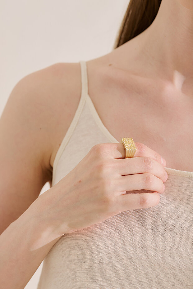 Stone Matte Coated Ring Gold