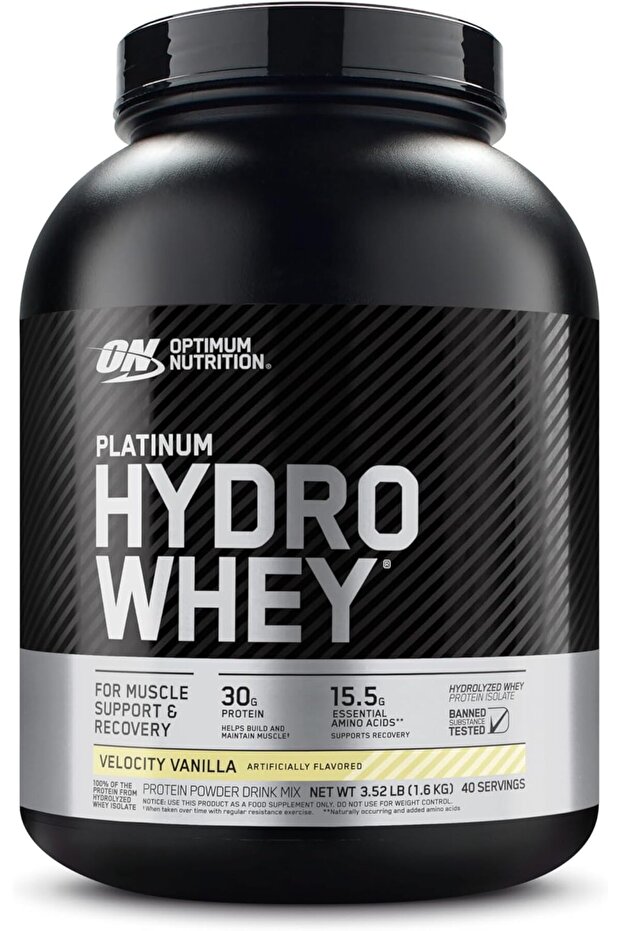 Platinum HydroWhey - 100% Hydrolyzed Whey Protein Isolate Powder Velocity Vanilla,3.52 Lbs ,40 Servings(1.6 KG) 30 Grams of Protein for Muscle Support & Recovery