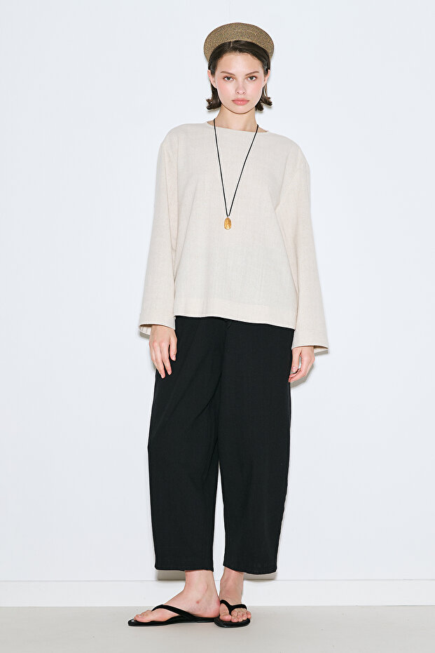 Rustic Slit Bluz Naturel
