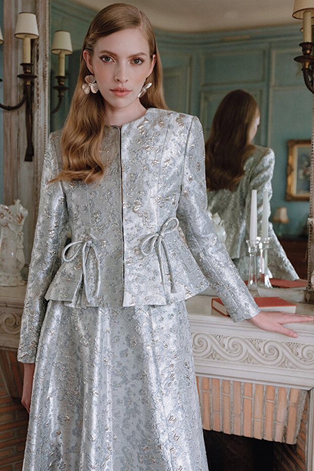 Mary Evening Jacquard Jacket Blue