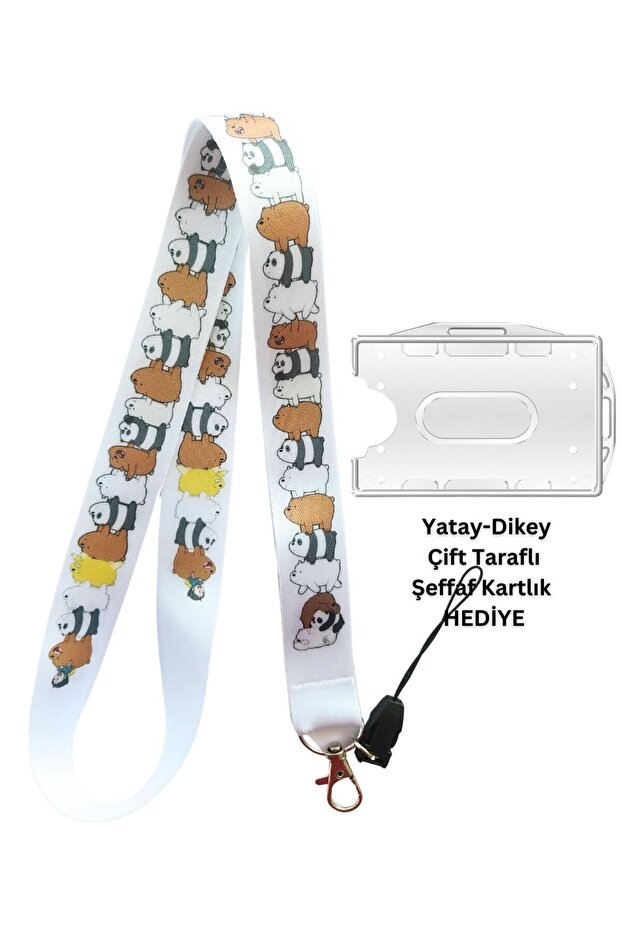 Kafadar Bears Wide Card Strap Name Badge Neck Strap Lanyard Phone Strap Horizontal Vertical Card Protector
