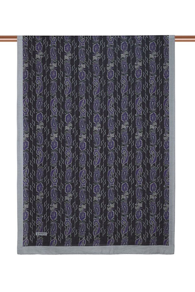 Monogram Patterned Tencel Shawl 02891-Grey Purple