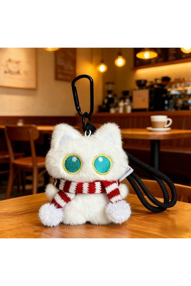 C 1Pcs Cool Plush Black Cat Doll Toy Keychain Bag Pendant Charms Car Keyring Accessories For Women C