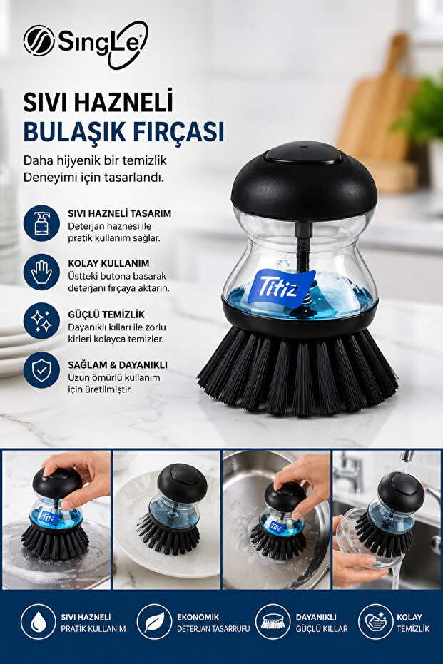 Dishwashing Brush with Detergent Container Tp-110