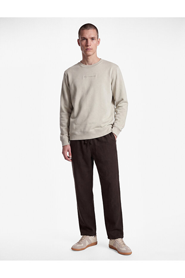 Regular Fit Cotton Pocketed Elastic Waist Trousers with Drawstrings