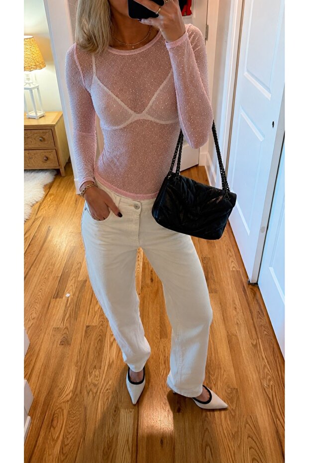 Polka Dot Tulle Blouse - Pink | F1603