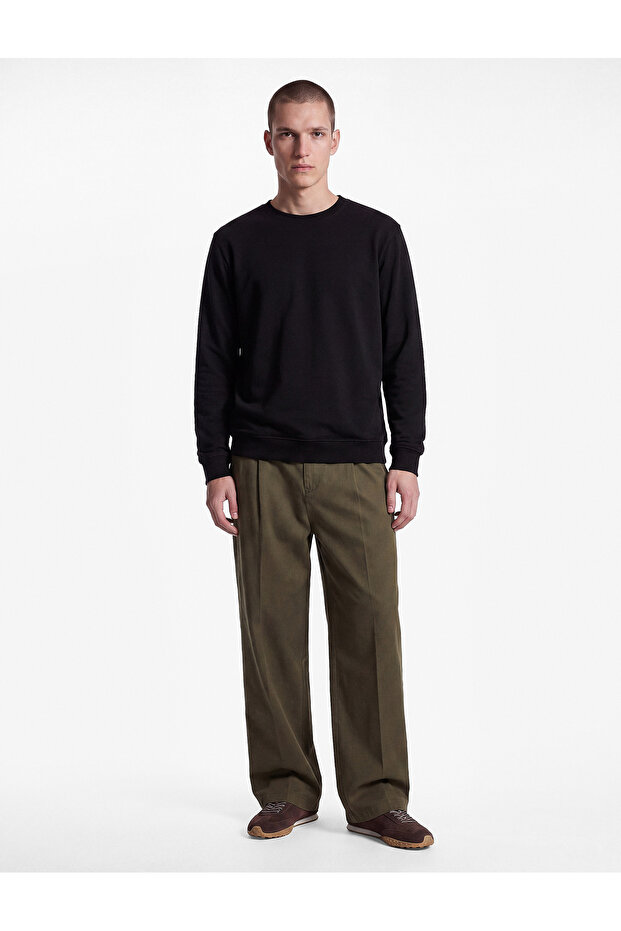 Long Sleeve Viscose Blended Scuba Fabric Crew Neck Basic Sweatshirt