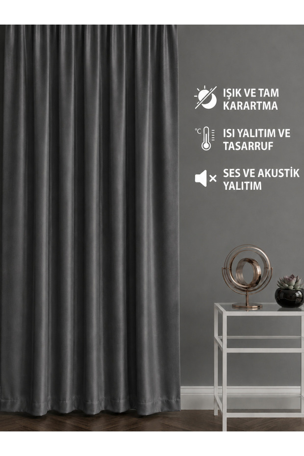 Luxury Blackout Light-Proof Anthracite Blackout Curtain Without Pleats Enxboy Option