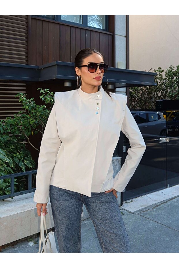 High Collar Shoulder Cape Jacket