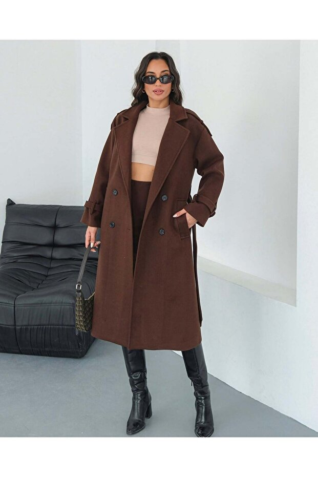 Premium Modern Bitter Brown Cashmere Coat