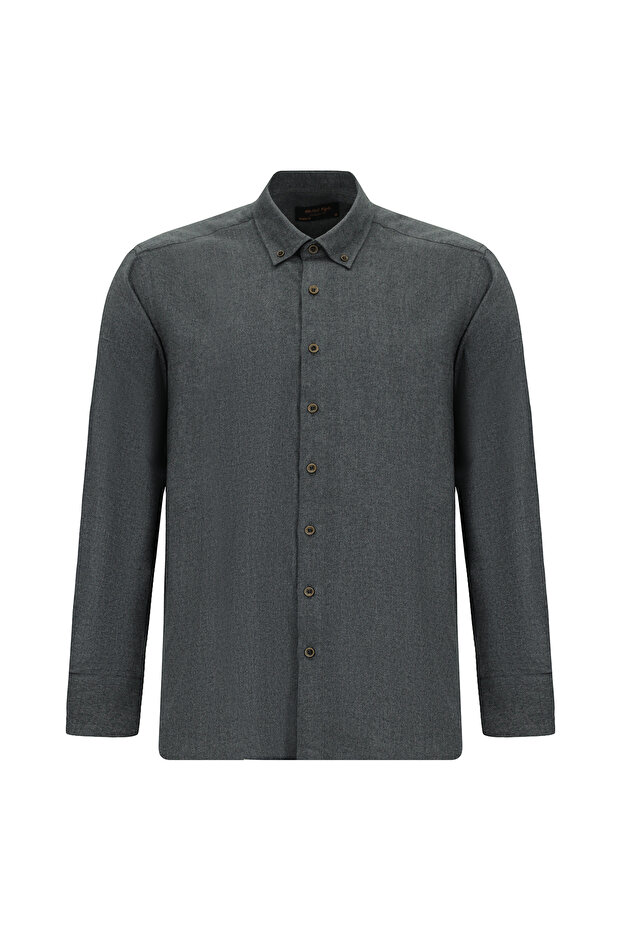 Long Sleeve Regular Fit Button-Down Collar Cotton Lyocell Italian Shirt
