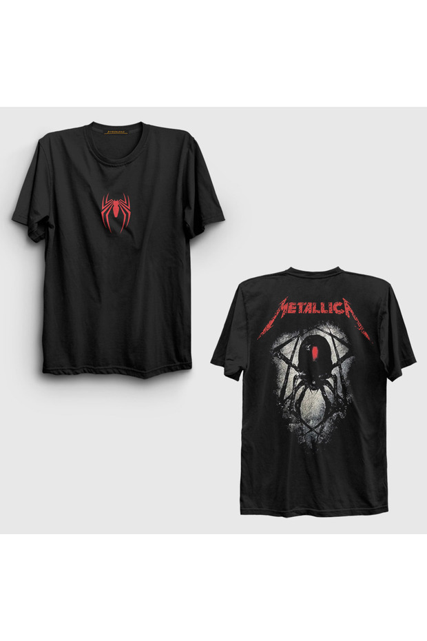 Unisex Black Spider Muzik Metallica Back Printed T-Shirt 517948 Tt
