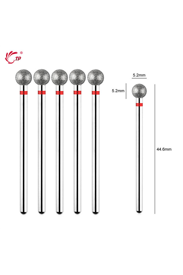 5pcs-Fine TP 5PCS Diamond Cuticle Clean Ball Head Nail Bit for Electric Machine Perfect for Gel Poli