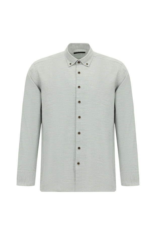 Long Sleeve Regular Fit Button-Down Collar Cotton Lyocell Italian Shirt
