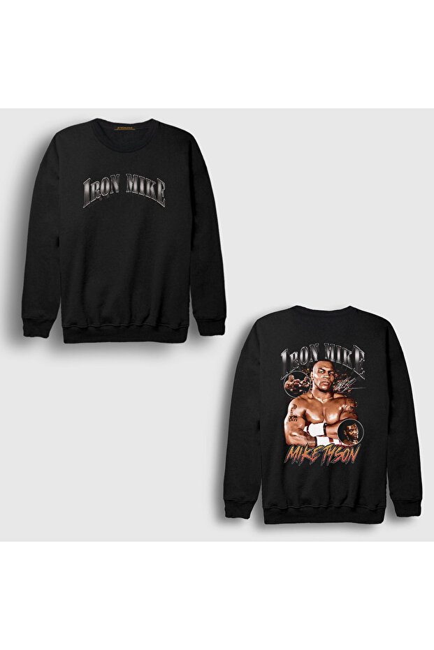 Unisex Black Poster Boxing Iron Mike Tyson Back Printed Sweatshirt 594113Tt