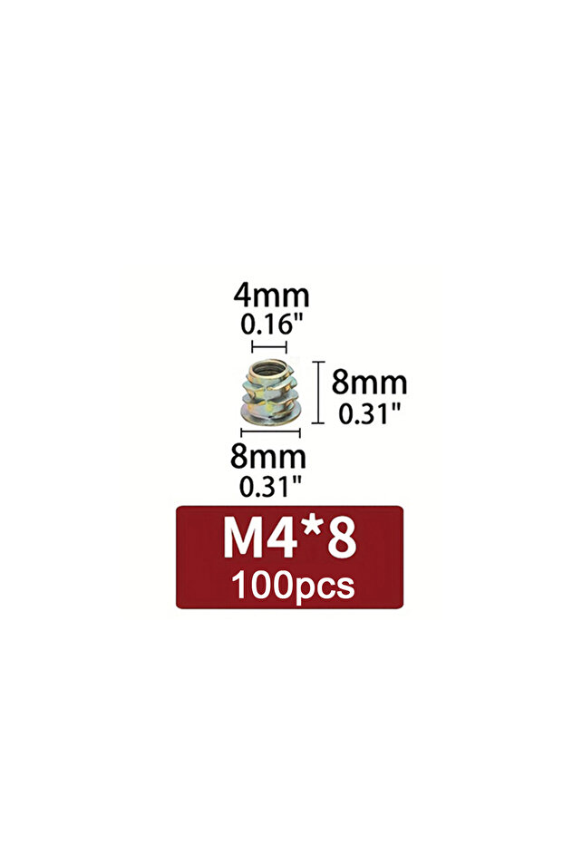 M4x8 100pcs 100-Pack M4/M5/M6 Threaded Insert Nuts Hex Drive for Wood Cork Furniture Drywall Cabinet