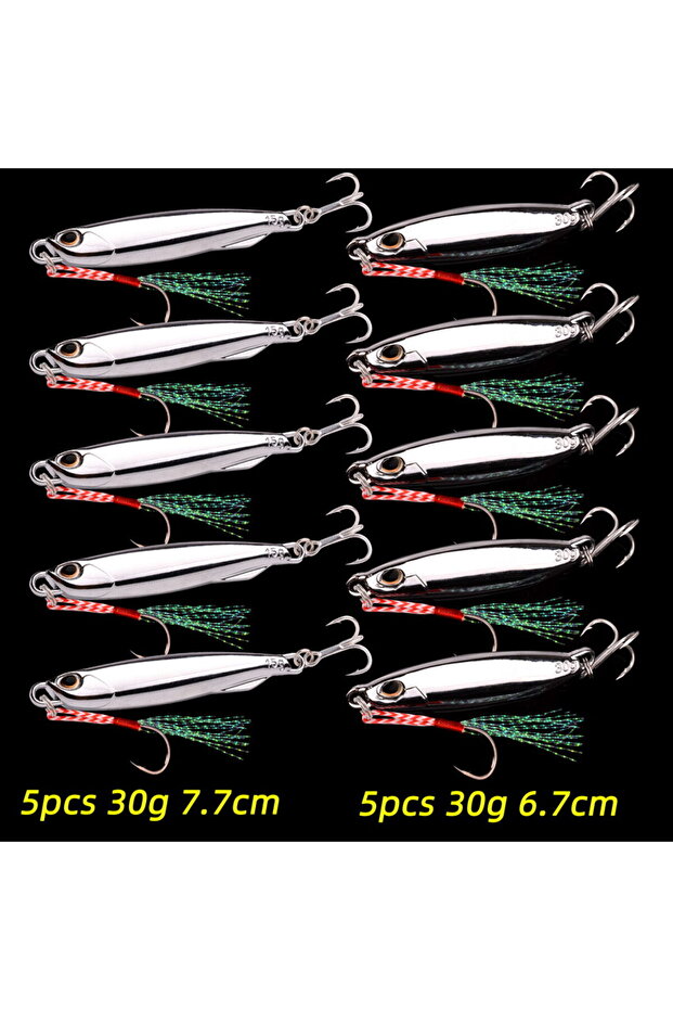 10PCS-A-30G 10PC/lot Metal Cast Jig Spoon 10g 20g 30g 40g Lures set With Hook Casting Jigging Fish S