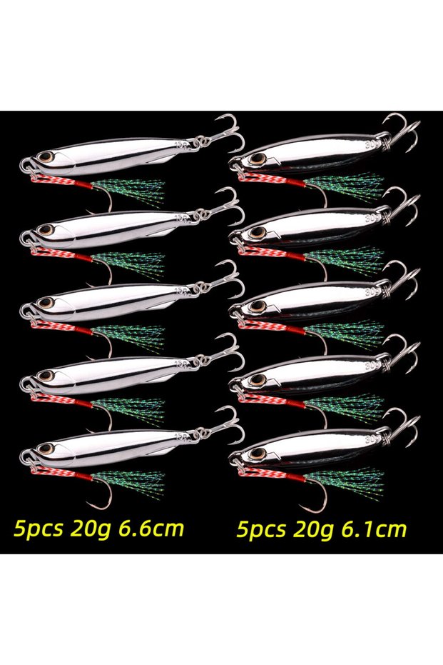 10PCS-A-20G 10PC/lot Metal Cast Jig Spoon 10g 20g 30g 40g Lures set With Hook Casting Jigging Fish S