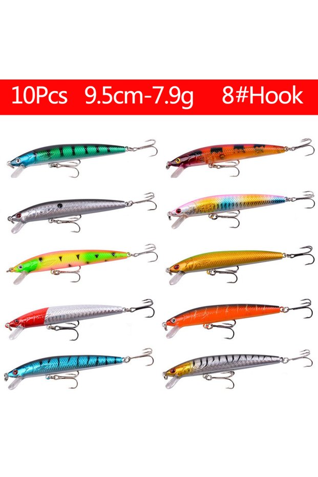 10Pcs Lure Mixed Fishing Lure Kits Crankbait Minnow Popper Lure Bass Baits wobbler Set Lifelike Fake