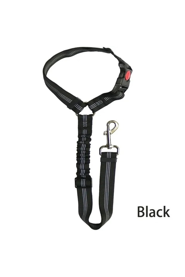 Black Reflective 2 In 1 Pet Car Backseat Belt Durable Nylon Safety Adjustable Dog Leash for Small La